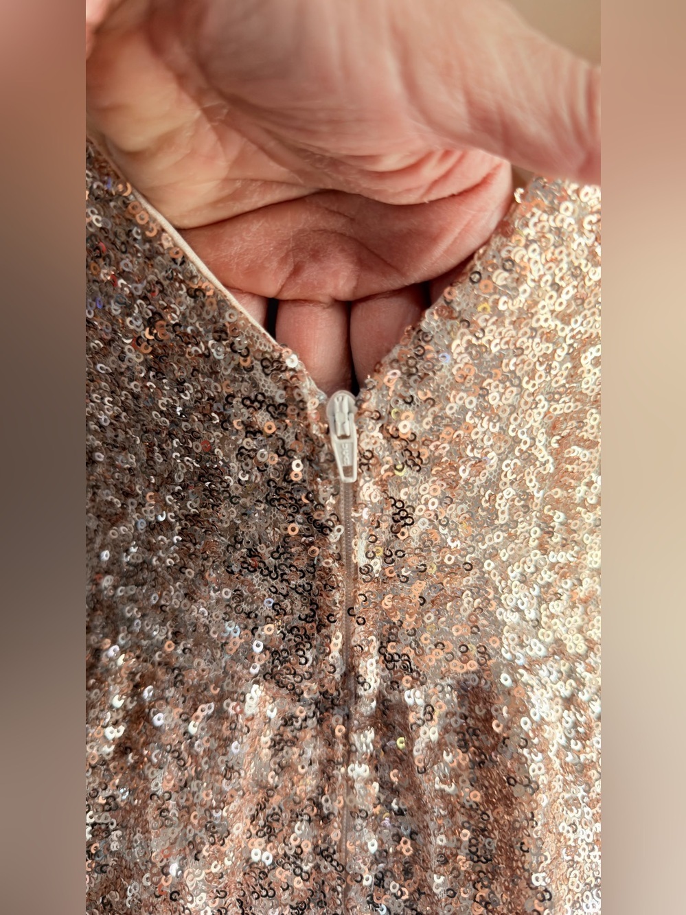 Windsor Sequin Fit & Flare Cocktail Dress in Rose Gold - Picture 9 of 14
